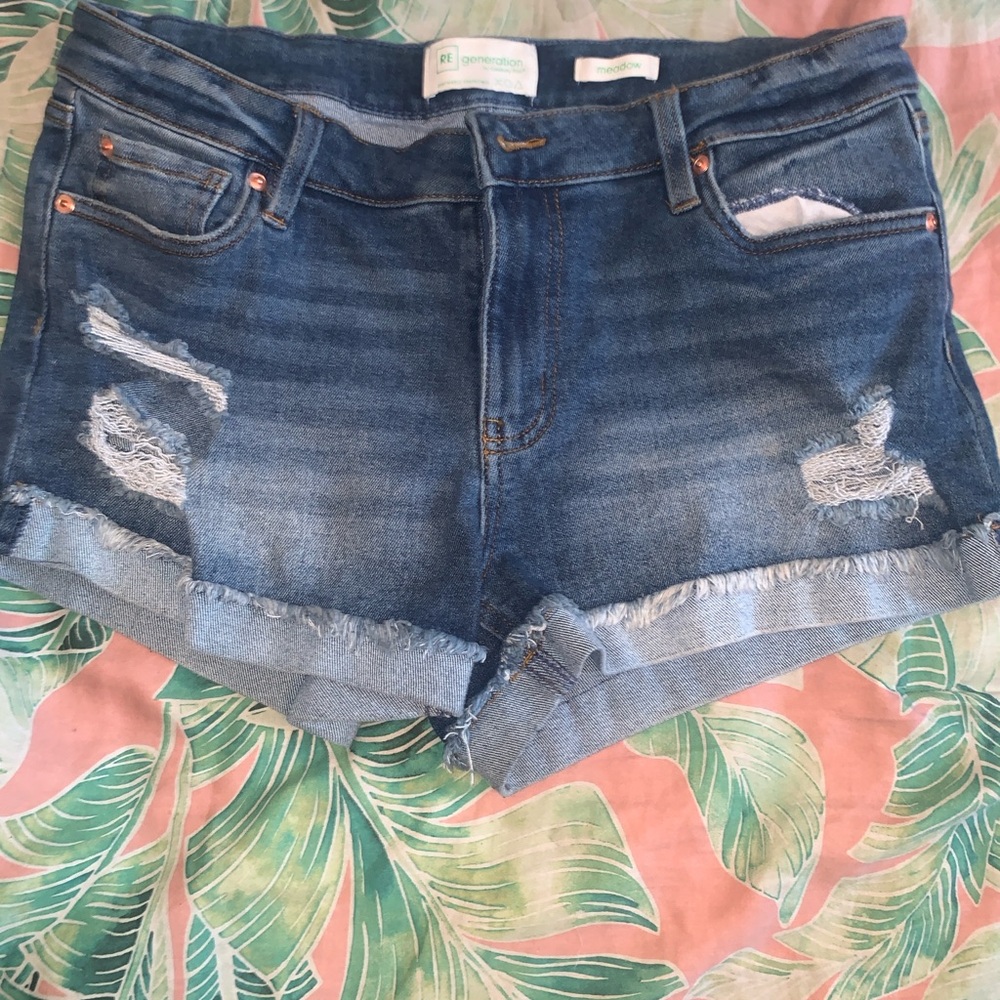 Denim Blue Distressed Women Shorts